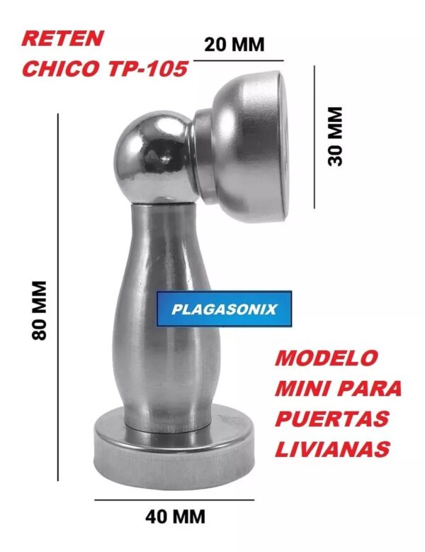 Traba Tope Magnetico Acero Inoxidable Puertas Chico Tp-105 - Image 2
