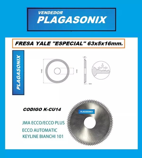 Fresa Repuesto Duplicadora Yale Jma Tucson Ecco Plus Kcu-14 - Image 2