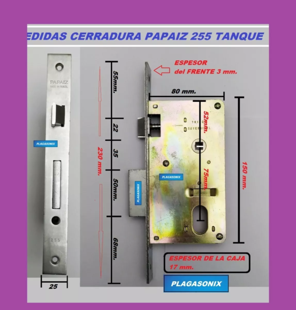 Cerradura Alta Seguridad Papaiz 255 Tetra - Image 2