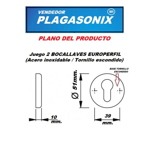 Juego 2 Bocallaves EUROPERFIL ART. 304 Acero Inoxidable Reforzado - Image 2