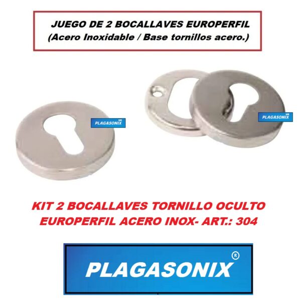 Juego 2 Bocallaves EUROPERFIL ART. 304 Acero Inoxidable Reforzado - Image 3