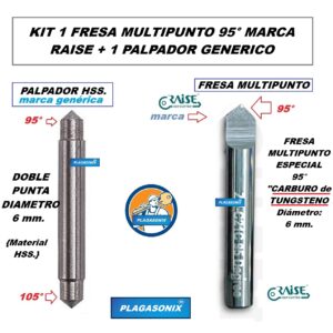 KIT 1 FRESA 95° "RAISE" Carburo de tungsteno + 1 PALPADOR 95/105° HSS