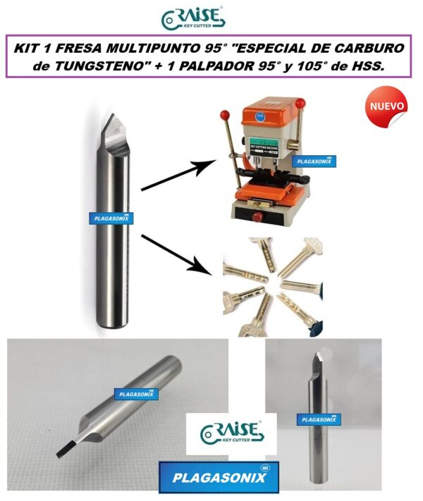 KIT 1 FRESA 95° "RAISE" Carburo de tungsteno + 1 PALPADOR 95/105° HSS - Image 2