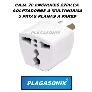 CAJA 20 ENCHUFES ADAPTADORES MULTINORMA 220V.CA . CON 3 PATAS