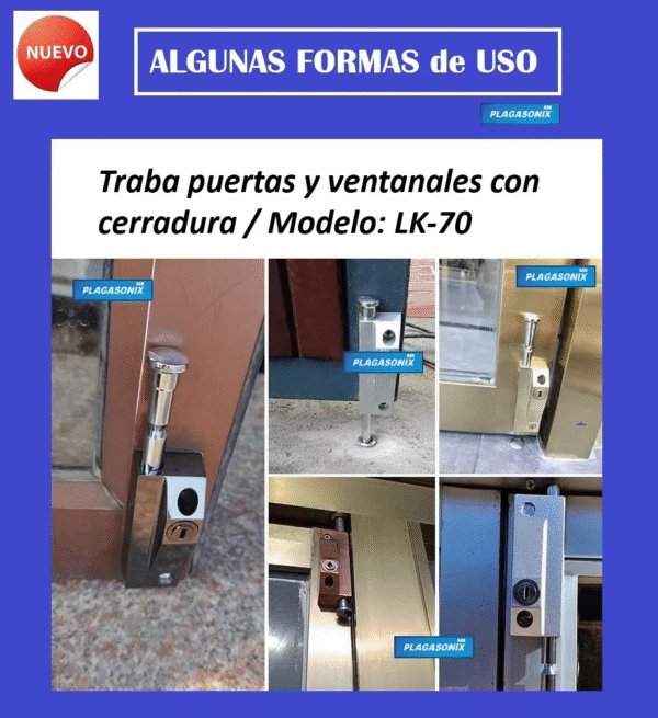 Traba Puertas O Ventanales Con Cerradura Plateado Lk-70 2 Ll Plateado - Image 4