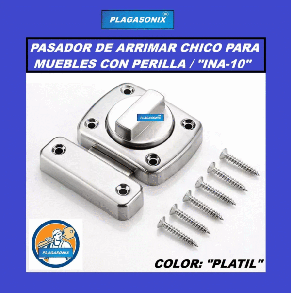 Pasador de Arrimar Chico Muebles con Perilla Platil Art.: INA-10 Color PLATIL - Image 6