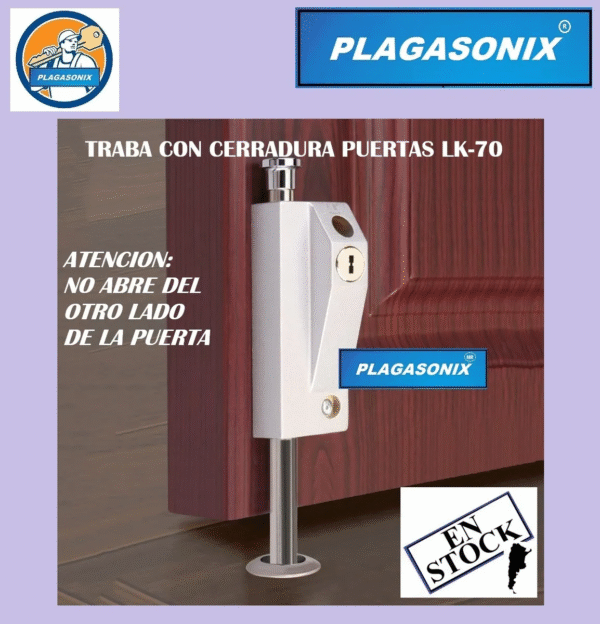 Traba Puertas O Ventanales Con Cerradura Plateado Lk-70 2 Ll Plateado - Image 3