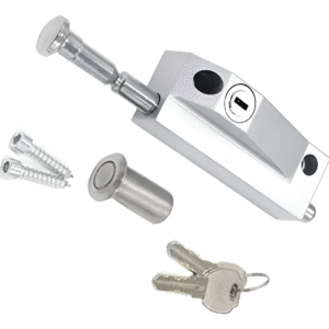 Traba Puertas O Ventanales Con Cerradura Plateado Lk-70 2 Ll Plateado