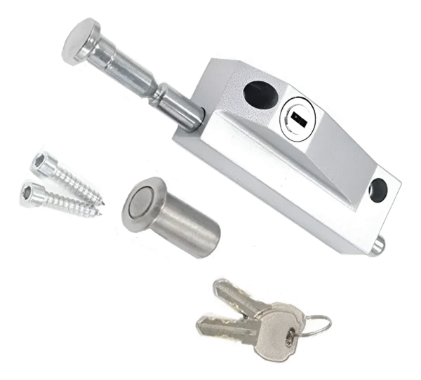 Traba Puertas O Ventanales Con Cerradura Plateado Lk-70 2 Ll Plateado