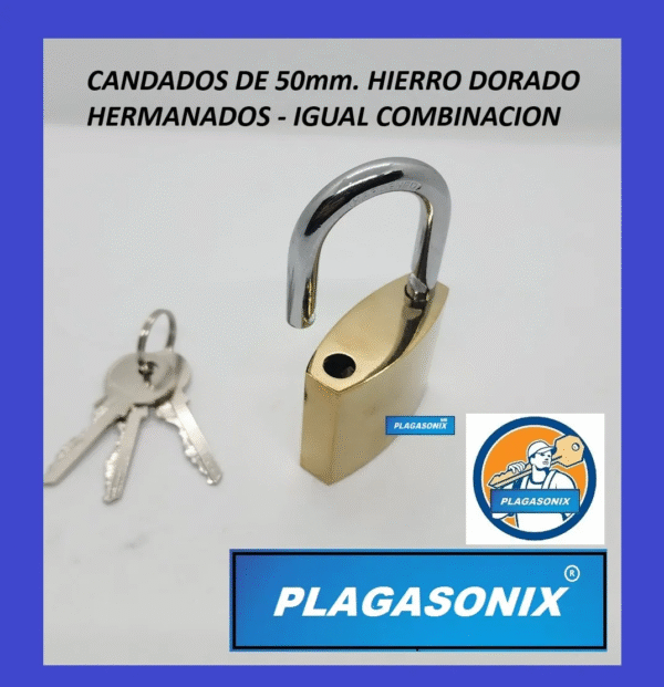 12 Candados Hierro Dorado 50mm Hermanados Igual Combinacion Dorado - Image 4