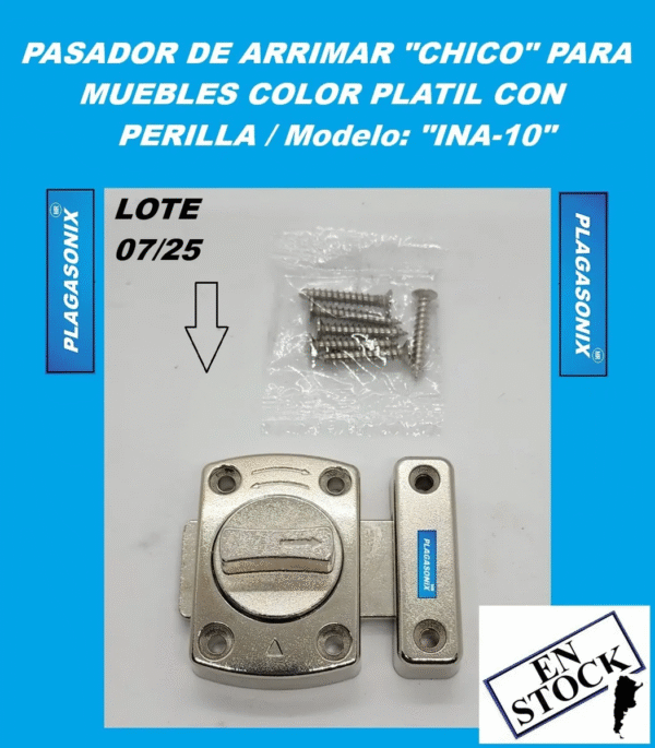Pasador de Arrimar Chico Muebles con Perilla Platil Art.: INA-10 Color PLATIL - Image 3