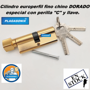 CILINDRO EUROPERFIL FINO CHINO ESPECIAL CON PERILLA “C” Y LLAVE DORADO