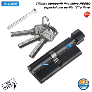 CILINDRO EUROPERFIL FINO CHINO ESPECIAL CON PERILLA "C" Y LLAVE NEGRO