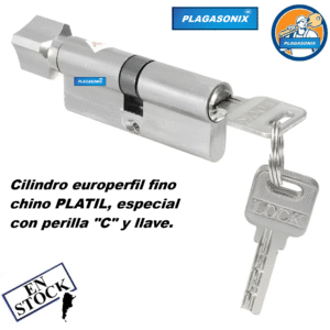 CILINDRO EUROPERFIL FINO CHINO ESPECIAL CON PERILLA “C” Y LLAVE PLATEADO