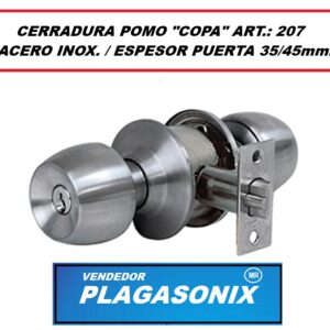 CERRADURA POMO COPA ART 207 LLAVE/BOTON ACERO INOX