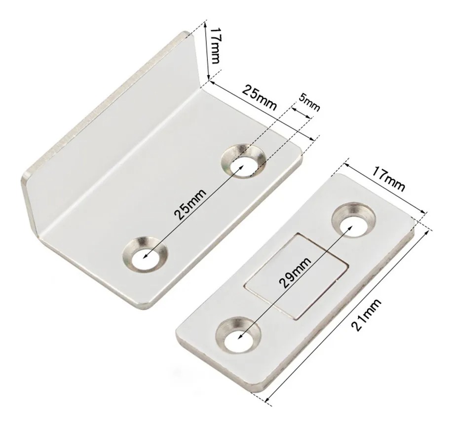 Reten Magnetico Puertas Muebles Alacenas Metalico Chato-600l Plateado L Brillante - Image 2