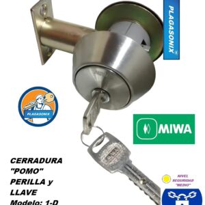 CERROJO TIPO AMERICANO POMO CON PERILLA Y 2 LLAVES MAGNETICAS MIWA 1-D