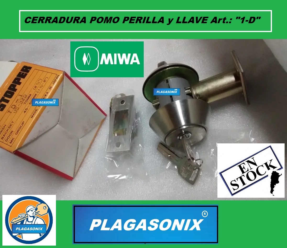 CERROJO TIPO AMERICANO POMO CON PERILLA Y 2 LLAVES MAGNETICAS MIWA 1-D - Image 4
