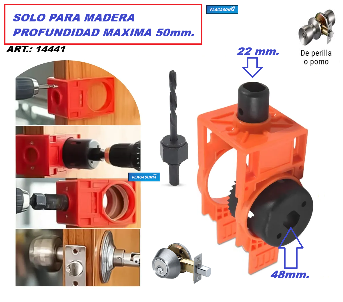 KIT HERRAMIENTAS para INSTALAR CERRADURAS o CERROJOS AMERICANOS en MADERA ART14441 - Image 3