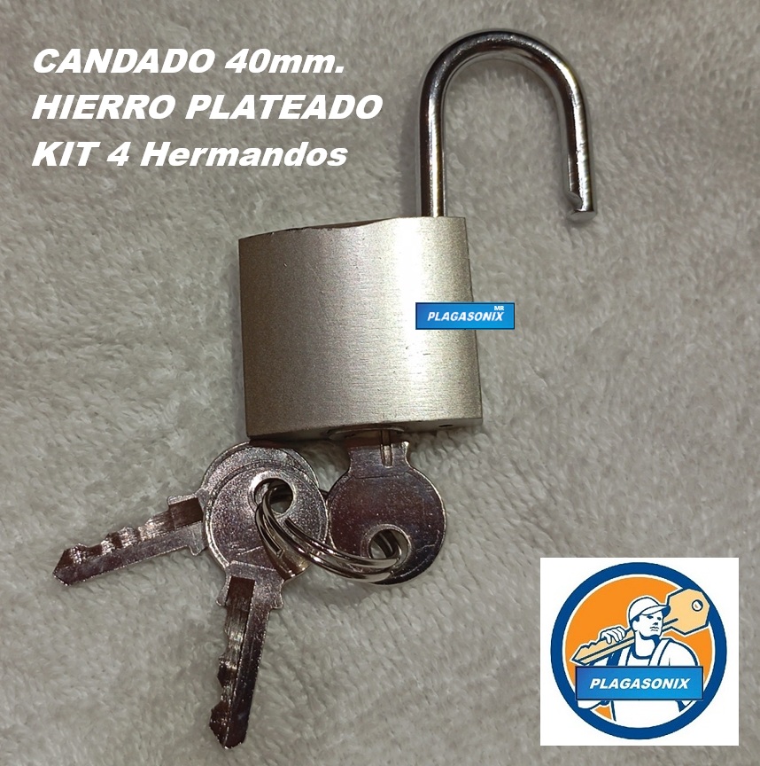 KIT 4 Candados Hermanados 40mm HIERRO PINTADO PLATEADO. - Image 2