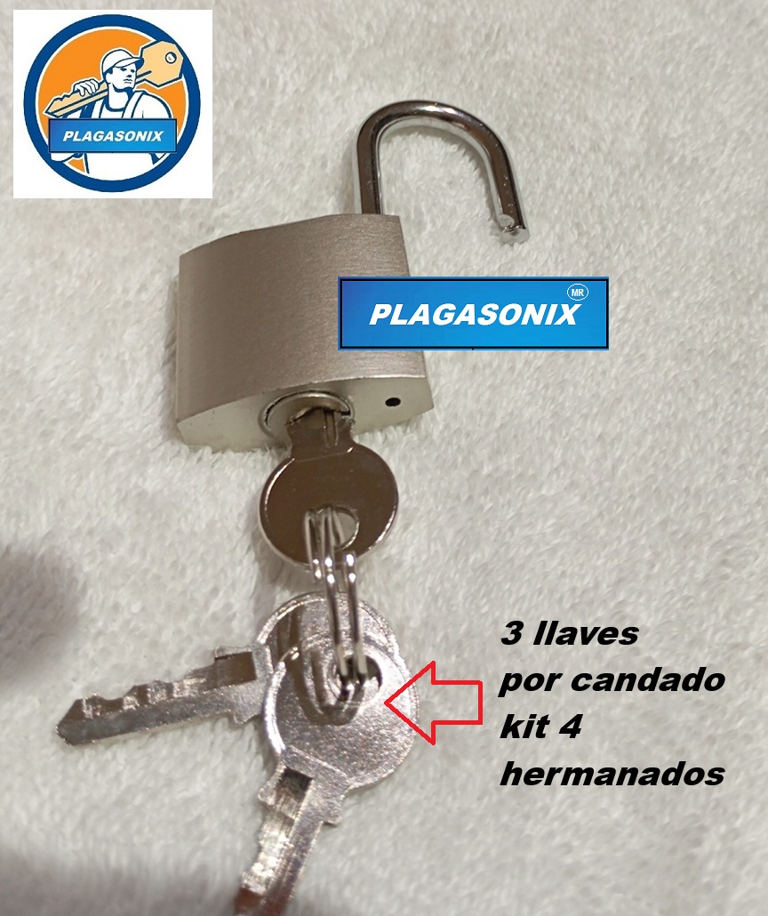 KIT 4 Candados Hermanados 40mm HIERRO PINTADO PLATEADO. - Image 4