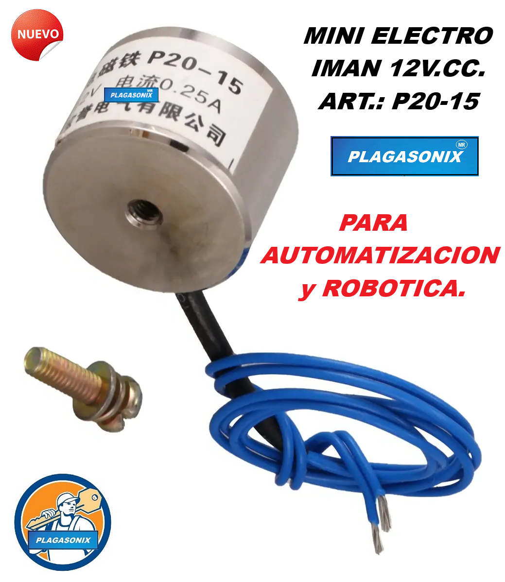 MINI ELECTROIMAN 12V.CC. ART. P20-15 INDUCCION POR ATRACCION