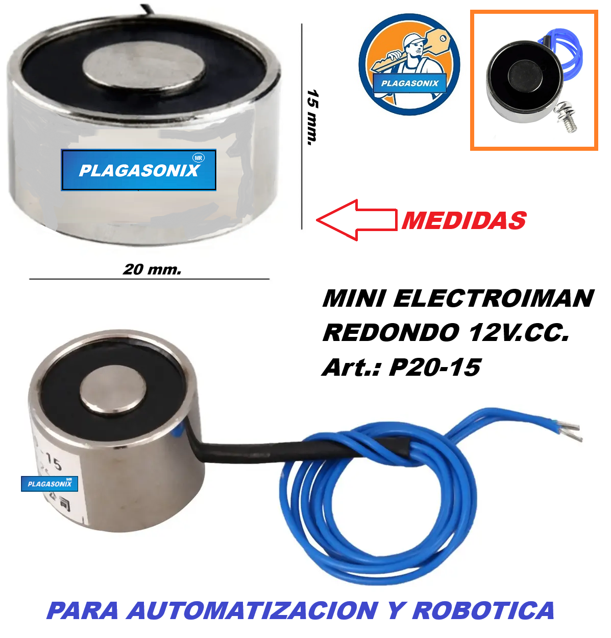 MINI ELECTROIMAN 12V.CC. ART. P20-15 INDUCCION POR ATRACCION - Image 3