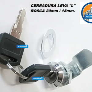 CERRADURA LEVA "L" ROSCA 20mm DE LARGO 18mm DE DIAMETRO 2 LLAVES