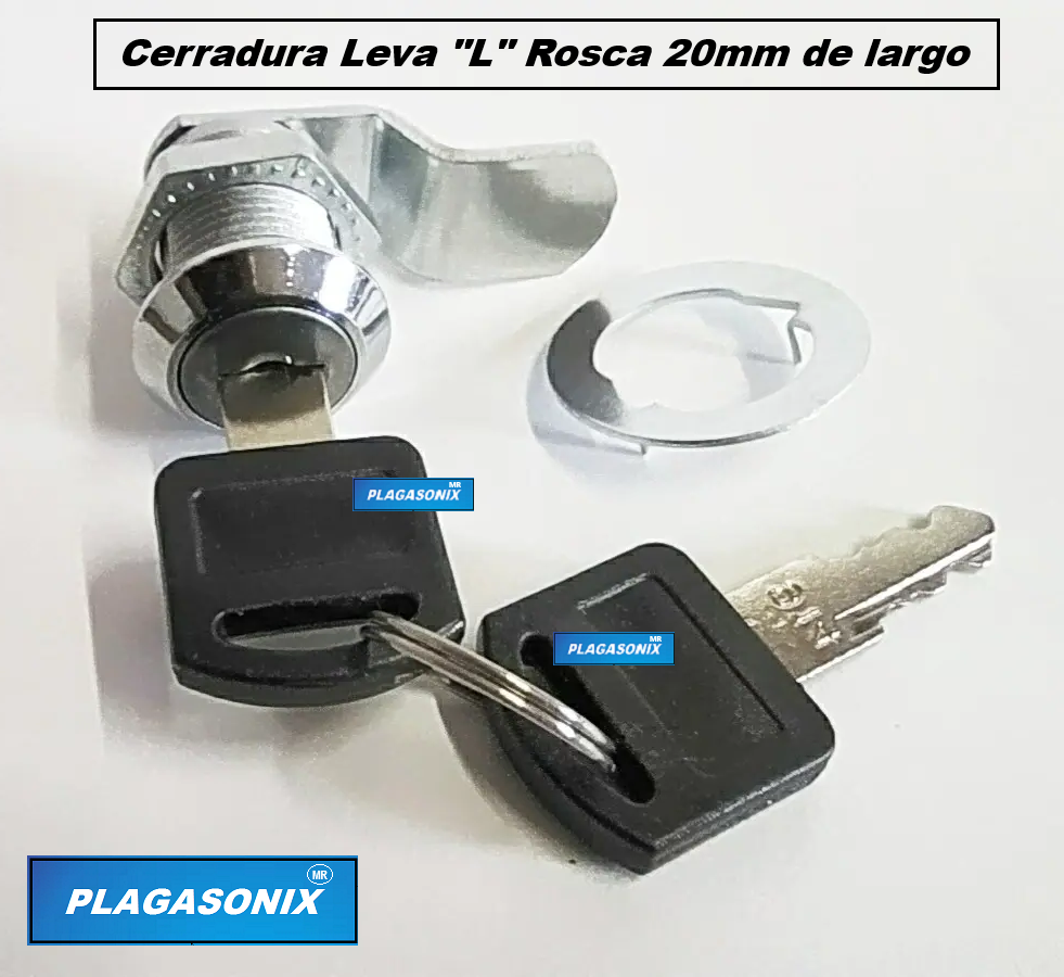 CERRADURA LEVA "L" ROSCA 20mm DE LARGO 18mm DE DIAMETRO 2 LLAVES - Imagen 5