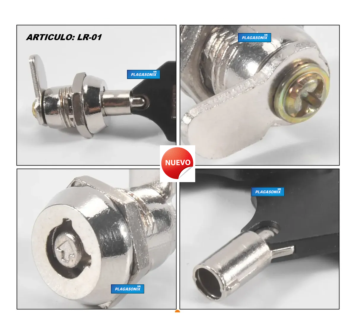 MINI CERRADURA LEVA ROSCA LR-01 CUERPO 12mm LARGO 10mm. 2llaves - Imagen 5