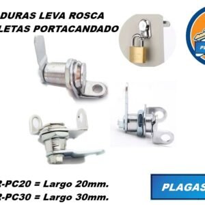 CERRADURA LEVA ROSCA CON ALETAS PORTACANDADO PLAGASONIX 20 o 30mm.