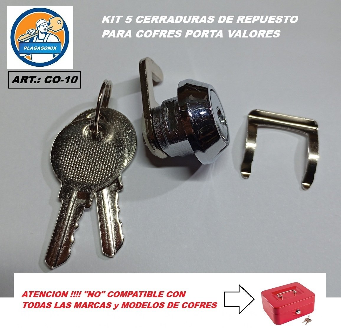 KIT 5 CERRADURAS PARA COFRE PORTA VALORES ART CO-10