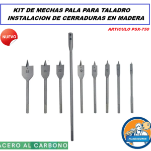 KIT 8 MECHAS PALA PARA MADERA HERRAMIENTA PARA CERRAJEROS (ART PSX-750)